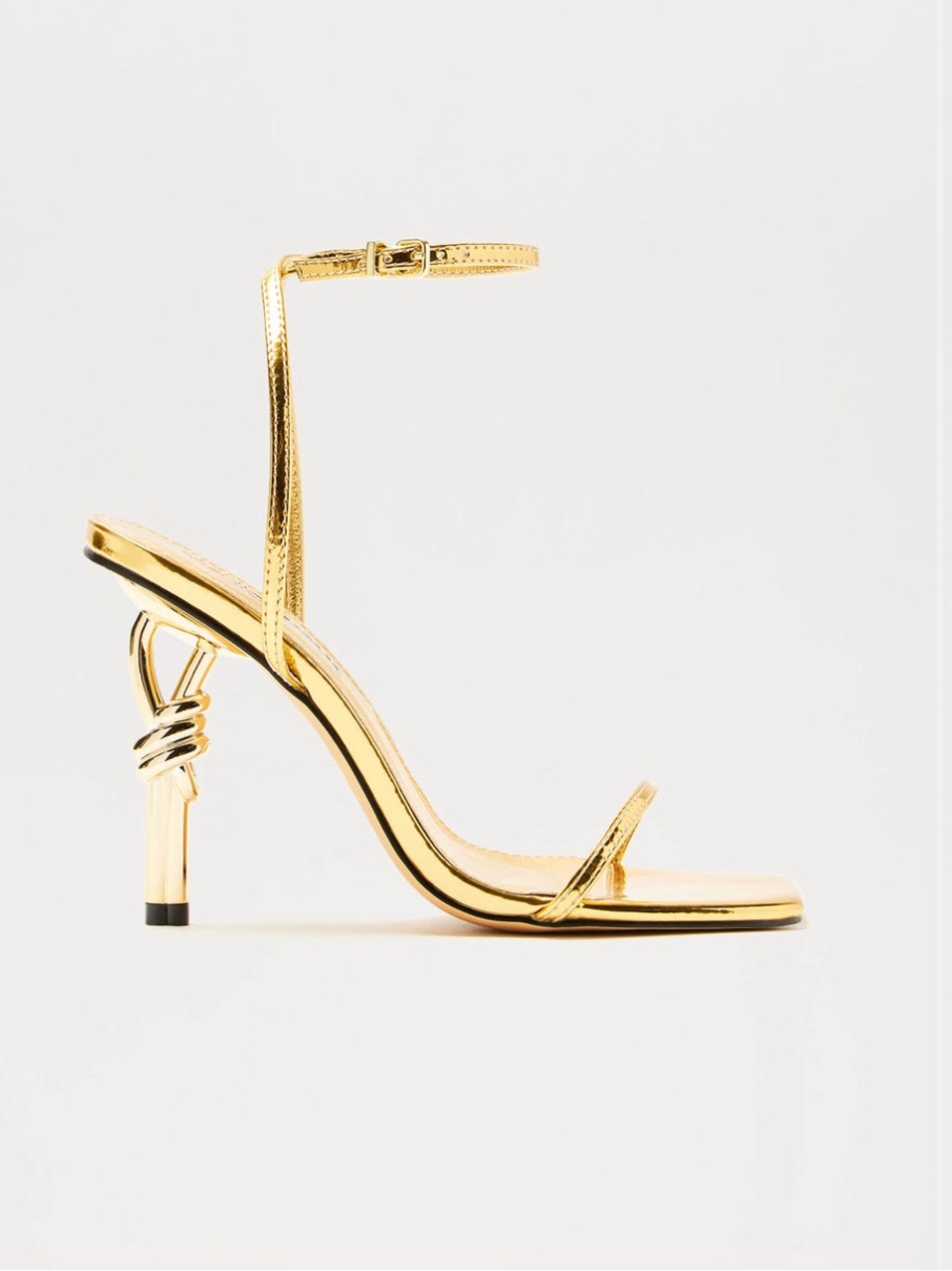 Gold Metallic Ankle-Strap Stiletto Sandals